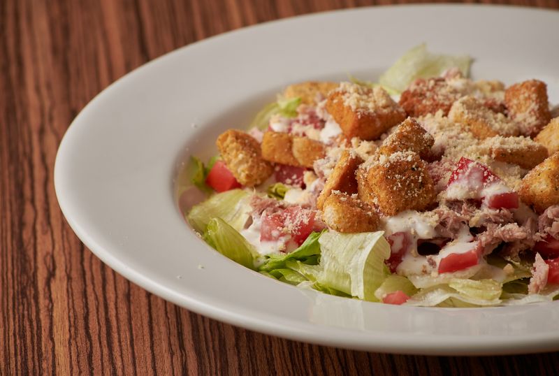 Classic Caesar salad with romaine lettuce and parmesan
