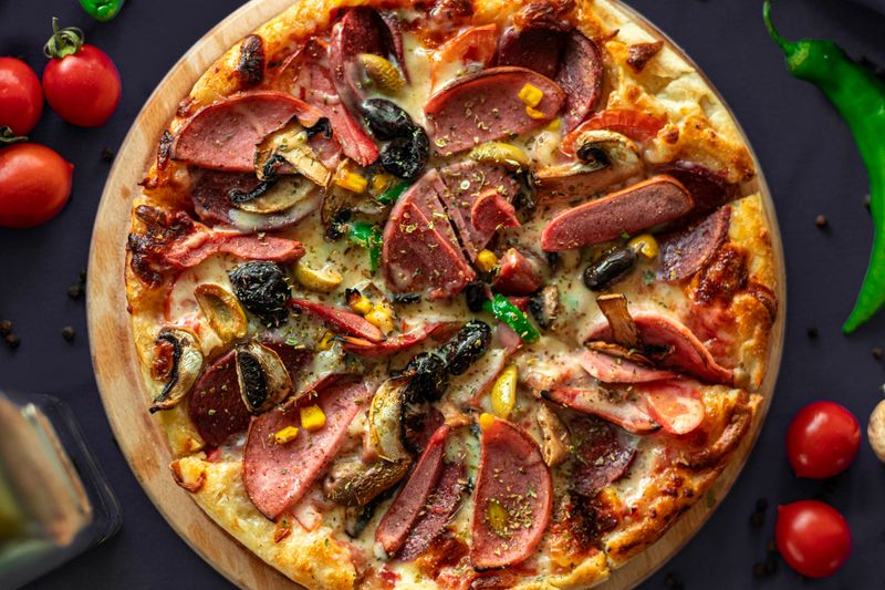 Meat Lovers Supreme pizza with sausage, bacon, and beef